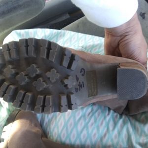 Brown leather suede boots